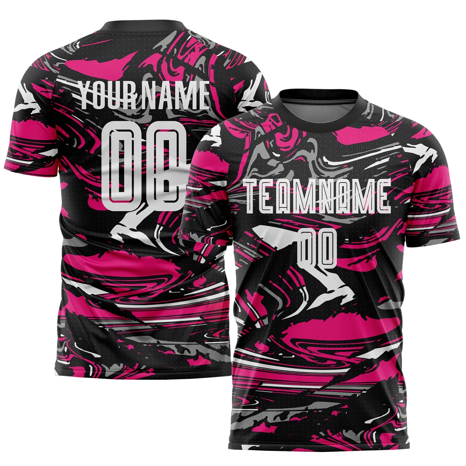 Custom Figure White-Hot Pink Sublimation Soccer Uniform Jersey FansIdea