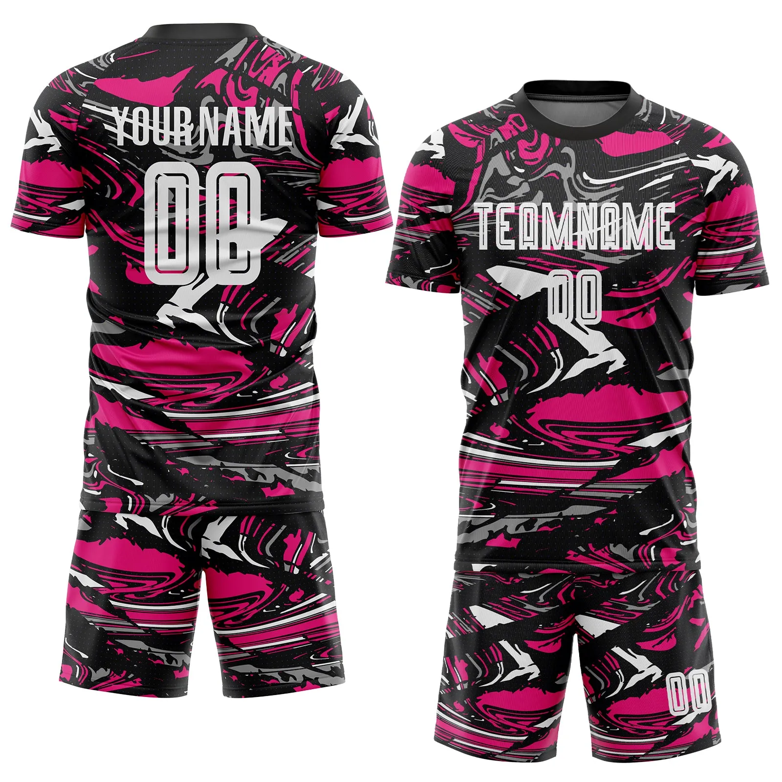 Custom Figure White-Hot Pink Sublimation Soccer Uniform Jersey FansIdea