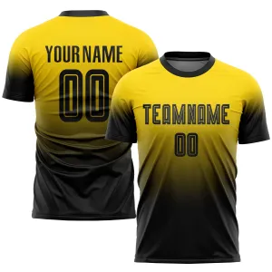 Custom Gold Black Sublimation Fade Fashion Soccer Uniform Jersey FansIdea