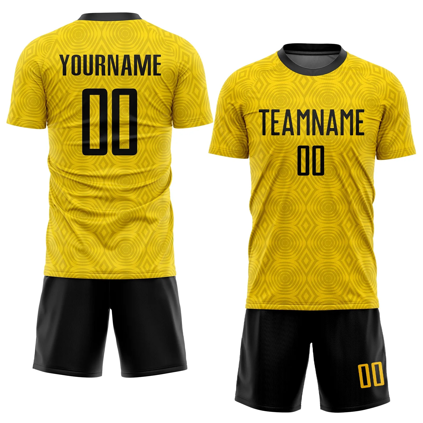 Custom Gold Black Sublimation Soccer Uniform Jersey FansIdea
