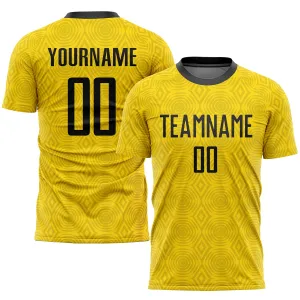 Custom Gold Black Sublimation Soccer Uniform Jersey FansIdea