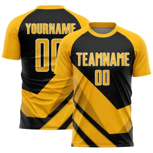 Custom Gold Black-White Arrow Shapes Sublimation Soccer Uniform Jersey FansIdea