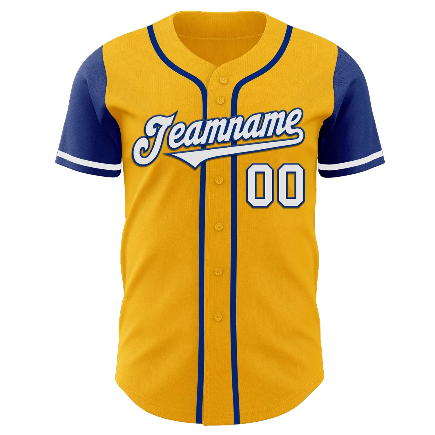 Custom Gold White-Royal Authentic Two Tone Baseball Jersey FansIdea
