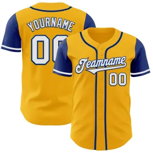 Custom Gold White-Royal Authentic Two Tone Baseball Jersey FansIdea