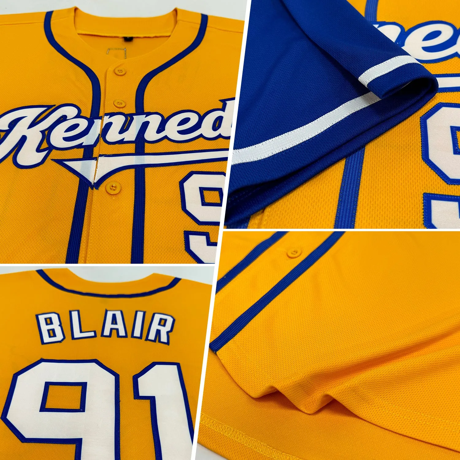 Custom Gold White-Royal Authentic Two Tone Baseball Jersey FansIdea