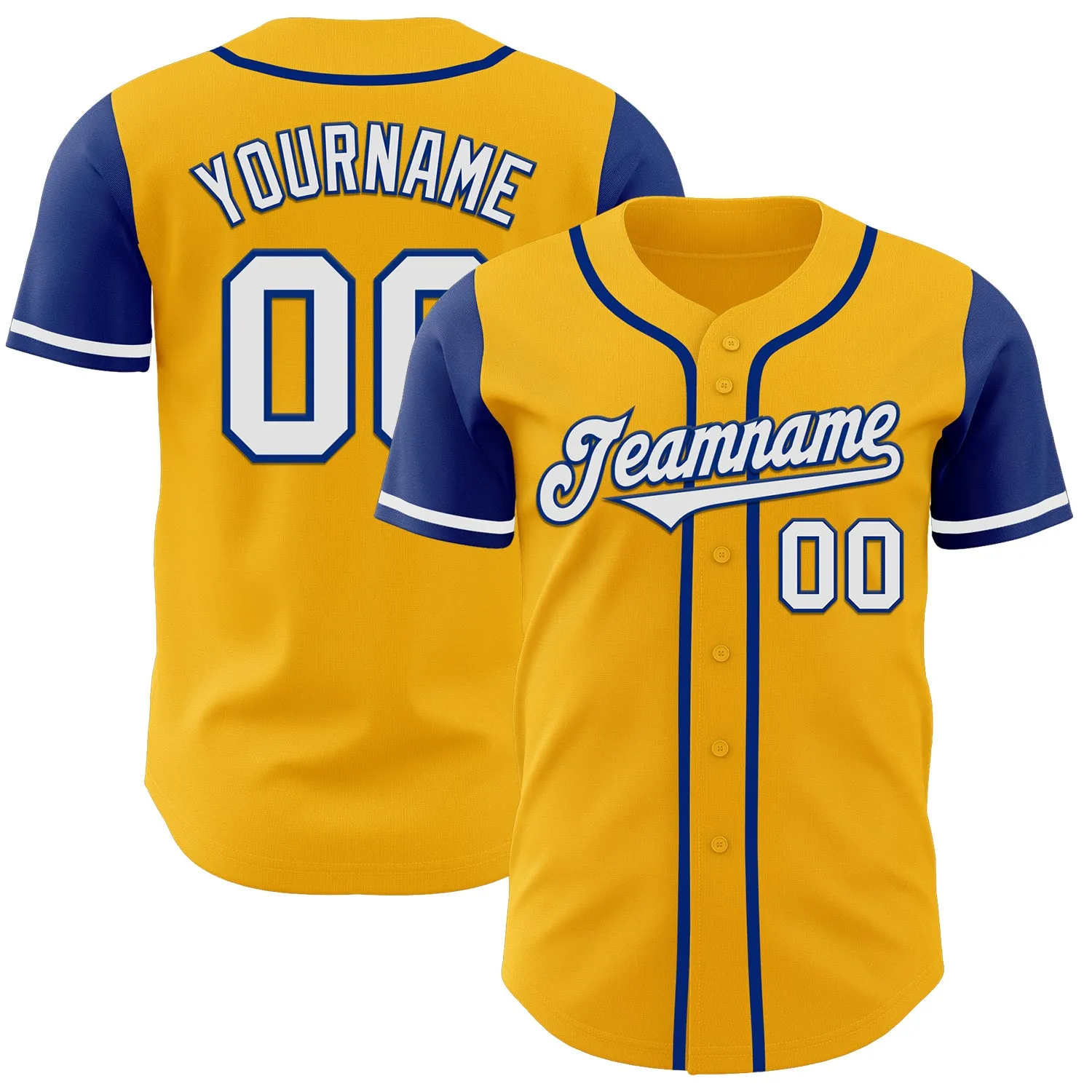 Custom Gold White-Royal Authentic Two Tone Baseball Jersey FansIdea