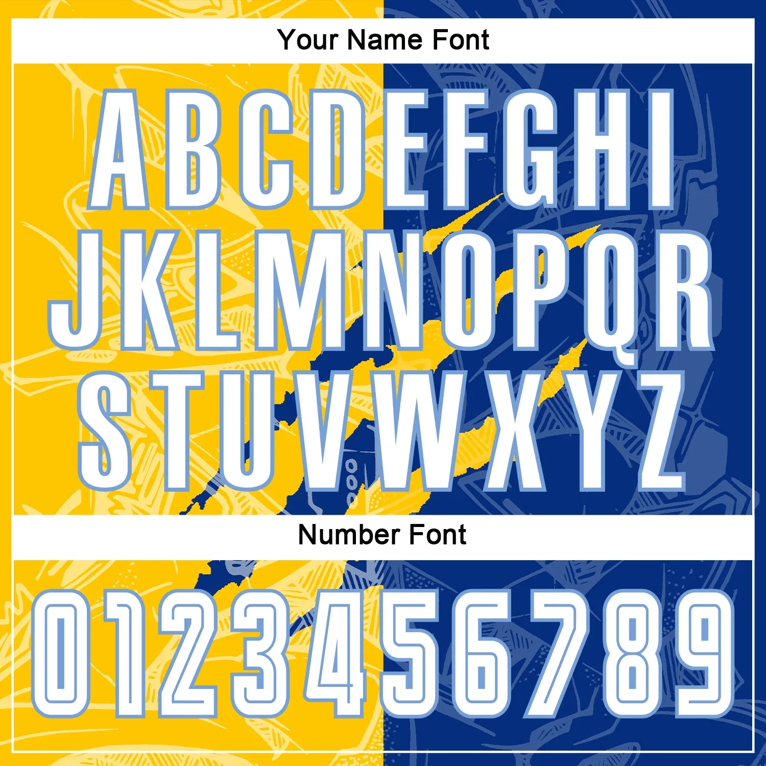 Custom Graffiti Pattern White Royal Yellow-Light Blue Scratch Sublimation Soccer Uniform Jersey FansIdea