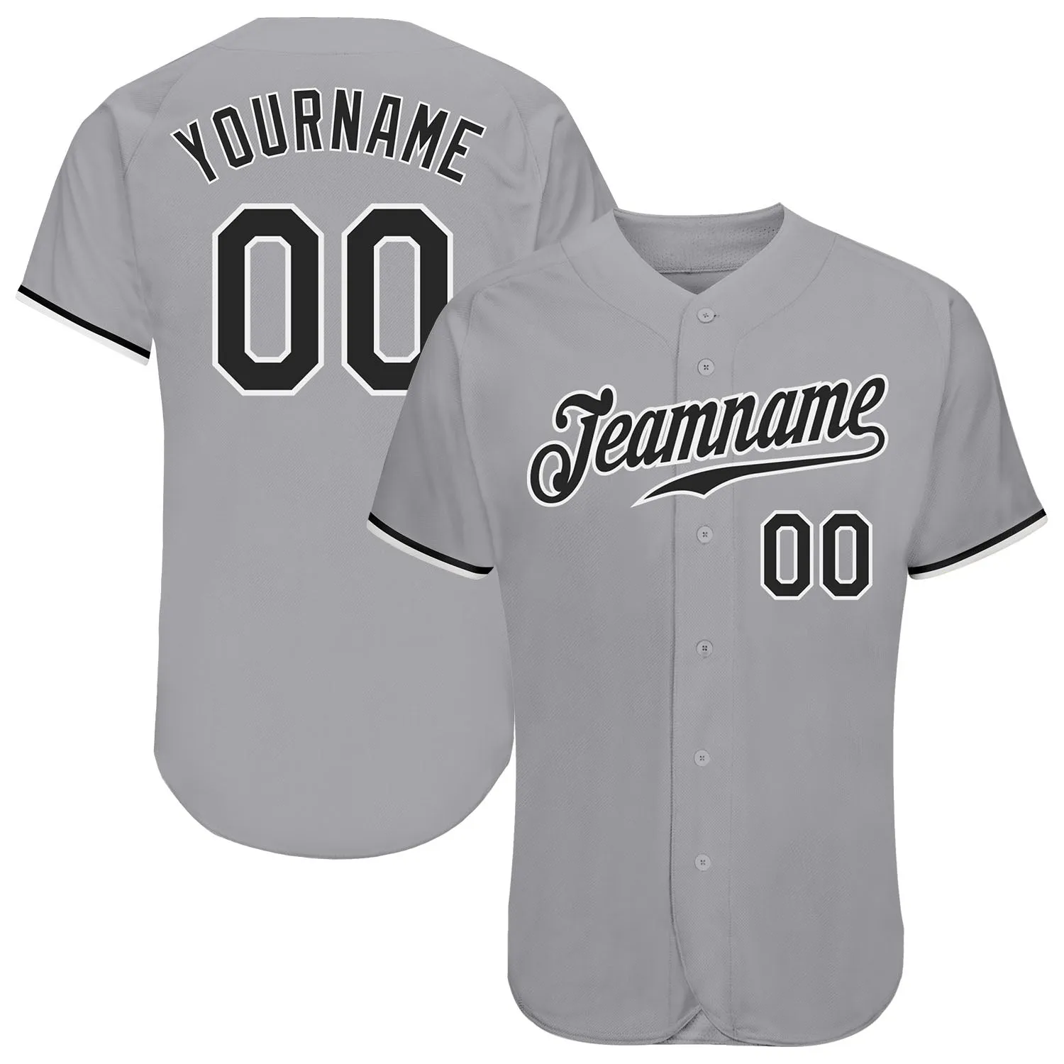 Custom Gray Black-White Authentic Baseball Jersey FansIdea