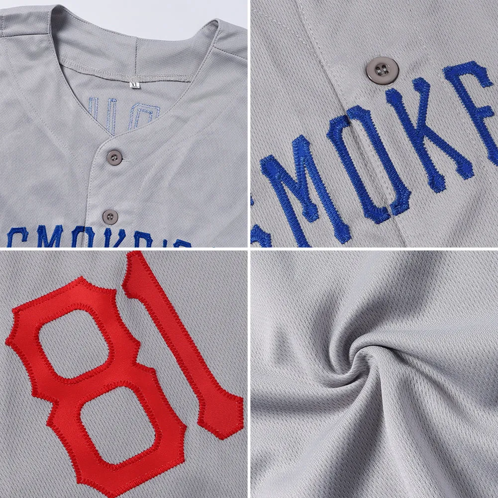 Custom Gray Black-White Authentic Baseball Jersey FansIdea