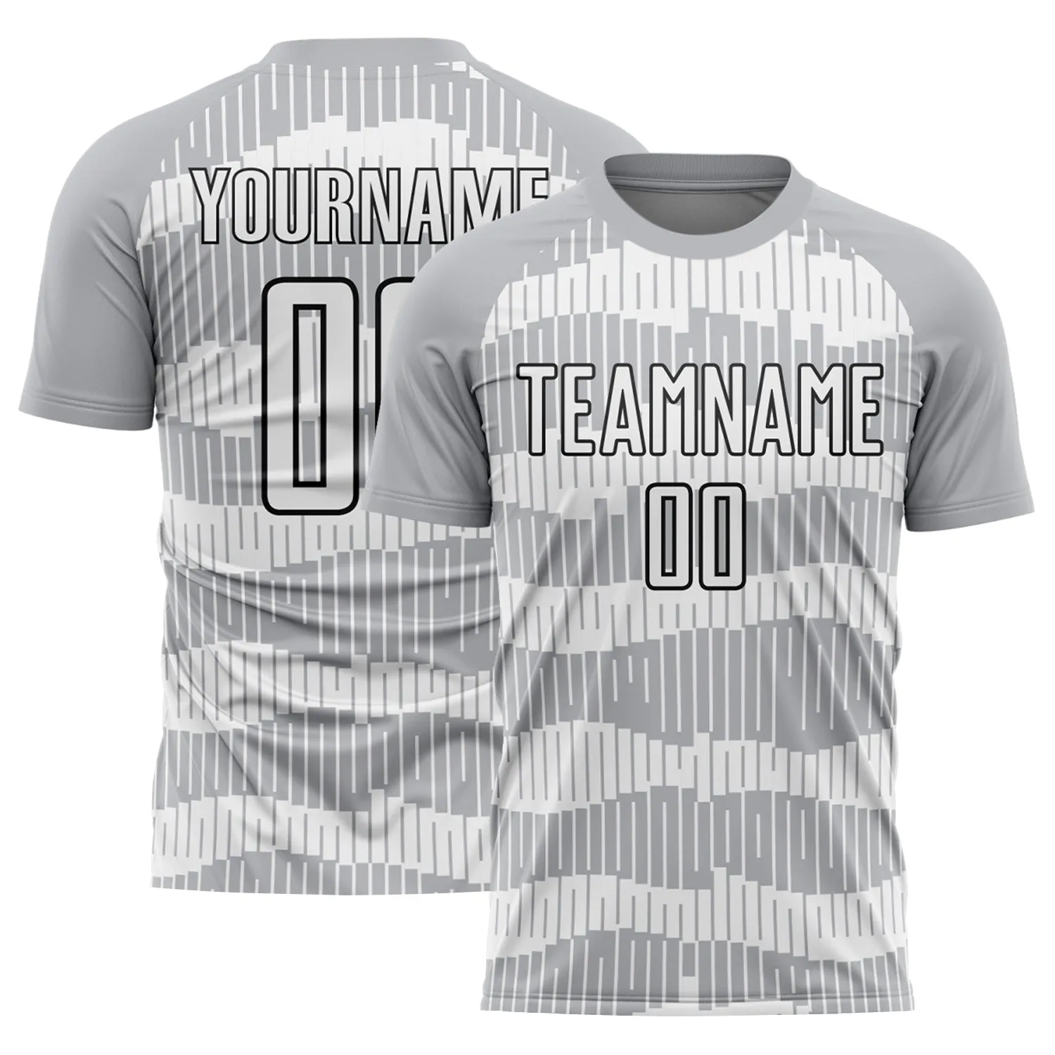 Custom Gray White-Black Pinstripe Sublimation Soccer Uniform Jersey FansIdea