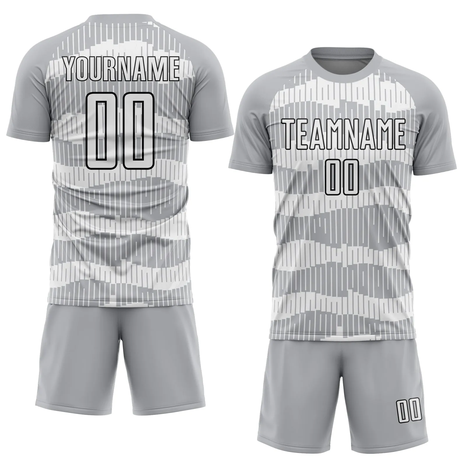 Custom Gray White-Black Pinstripe Sublimation Soccer Uniform Jersey FansIdea