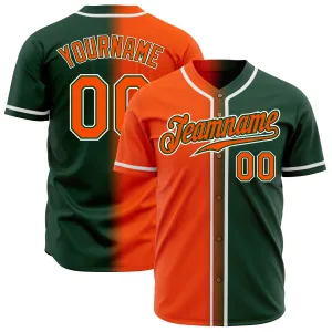 Custom Green Orange-White Authentic Gradient Fashion Baseball Jersey FansIdea