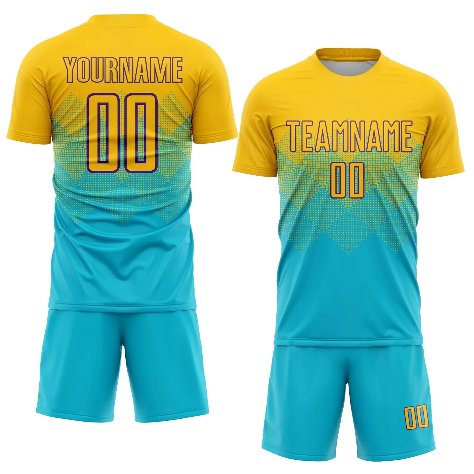 Custom Lakes Blue Gold-Purple Sublimation Soccer Uniform Jersey FansIdea