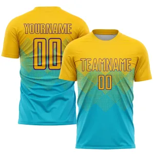 Custom Lakes Blue Gold-Purple Sublimation Soccer Uniform Jersey FansIdea