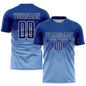 Custom Light Blue Royal-Cream Sublimation Soccer Uniform Jersey FansIdea