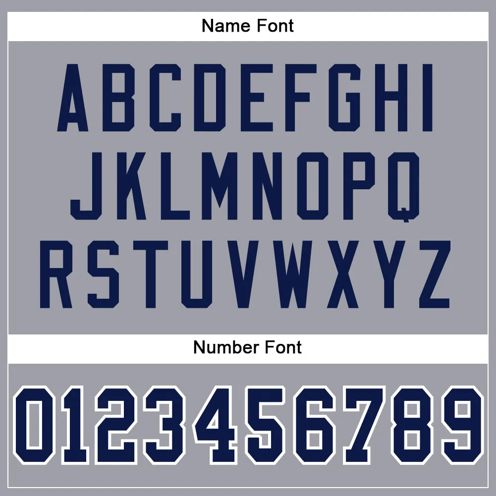 Custom Light Gray Navy-White Mesh Authentic Football Jersey FansIdea