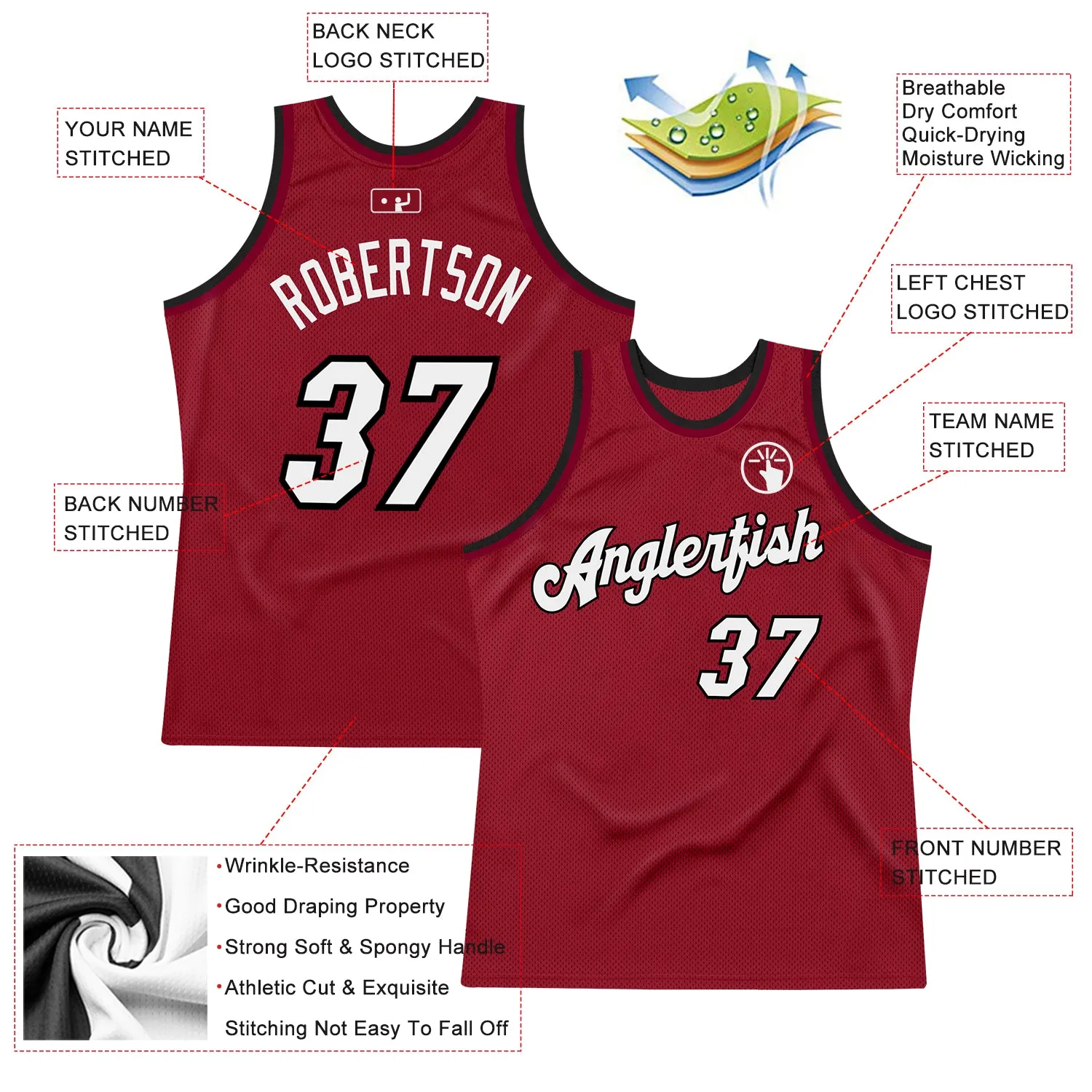 Custom Maroon White-Black Authentic Throwback Basketball Jersey FansIdea