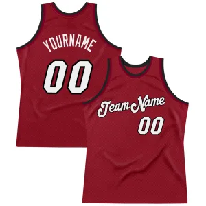 Custom Maroon White-Black Authentic Throwback Basketball Jersey FansIdea
