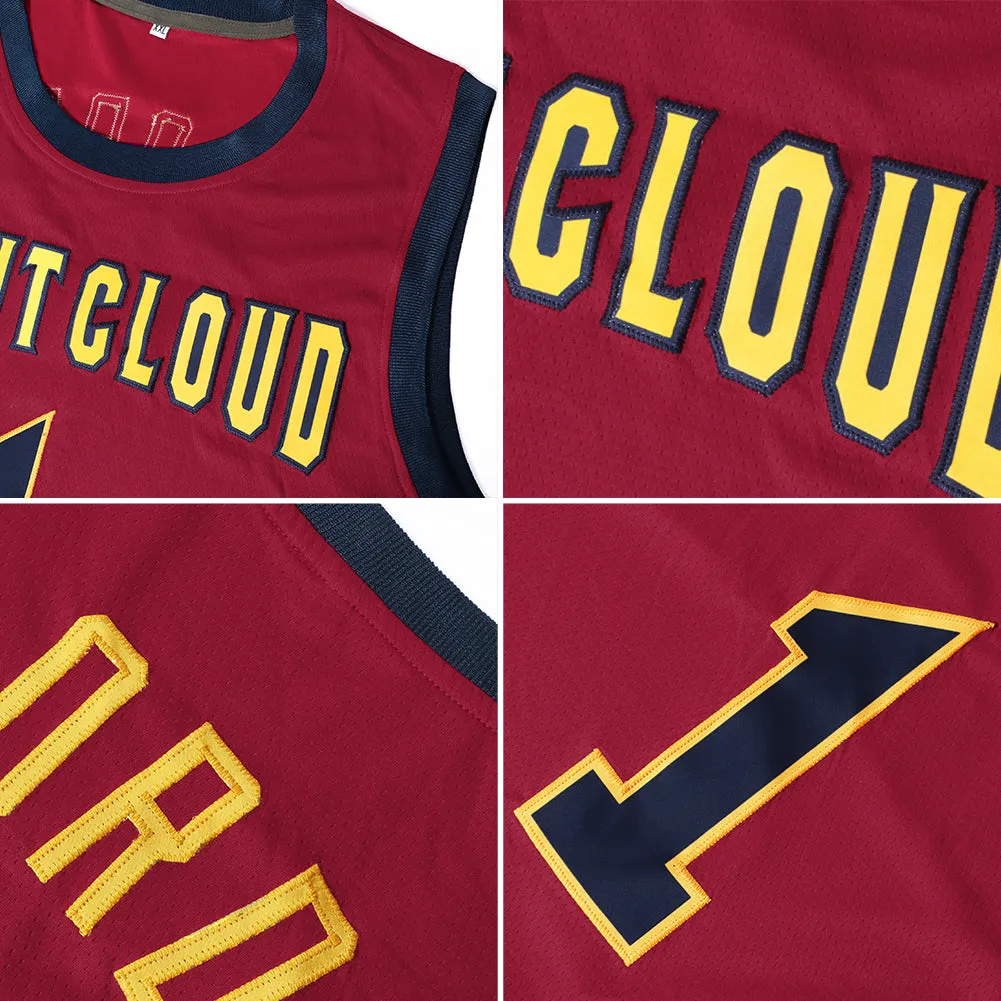 Custom Maroon White-Black Authentic Throwback Basketball Jersey FansIdea