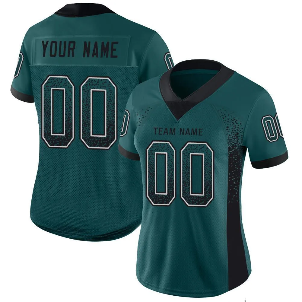 Custom Midnight Green Black-White Mesh Drift Fashion Football Jersey FansIdea