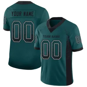 Custom Midnight Green Black-White Mesh Drift Fashion Football Jersey FansIdea