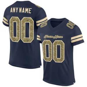 Custom Navy Camo-Cream Mesh Authentic Football Jersey FansIdea