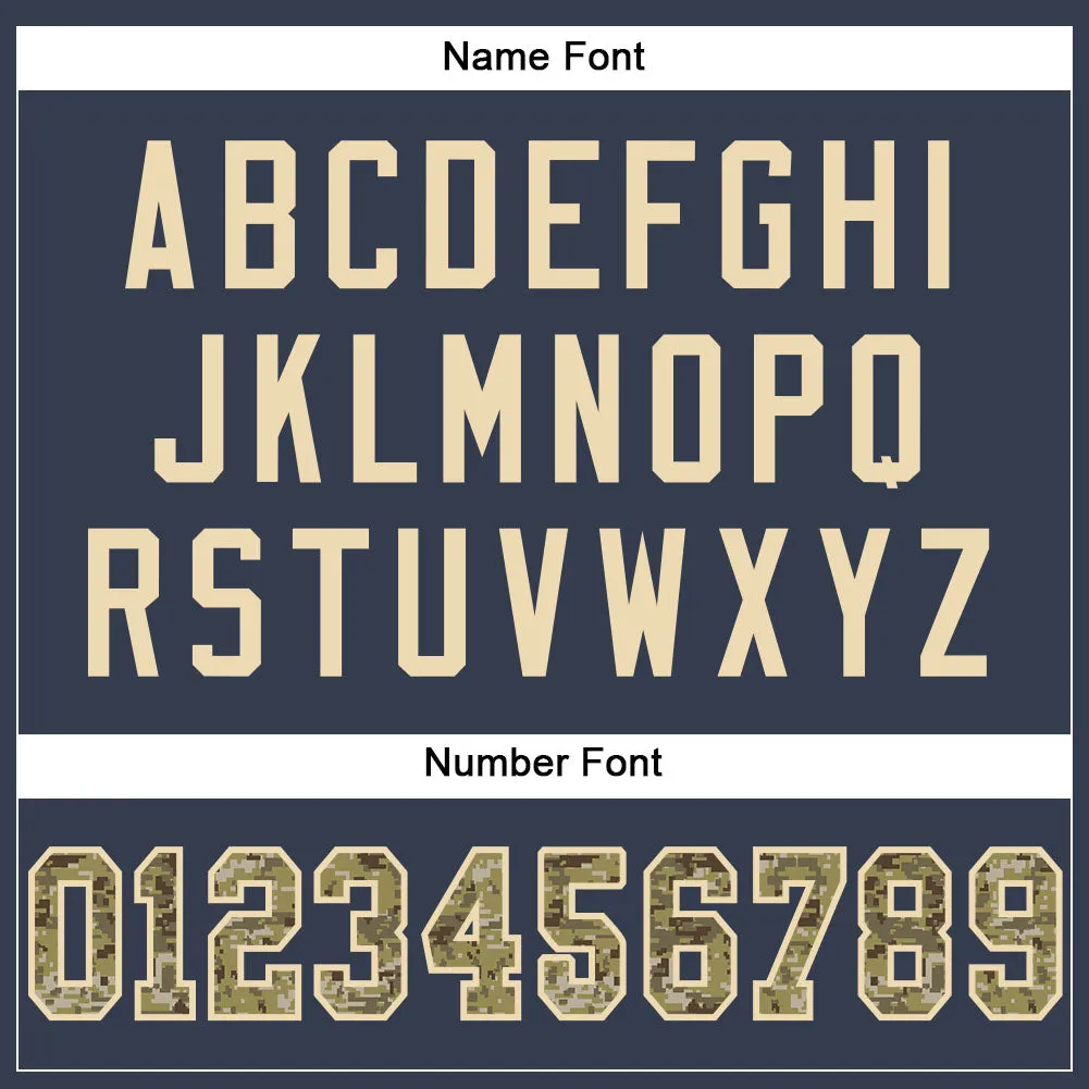 Custom Navy Camo-Cream Mesh Authentic Football Jersey FansIdea