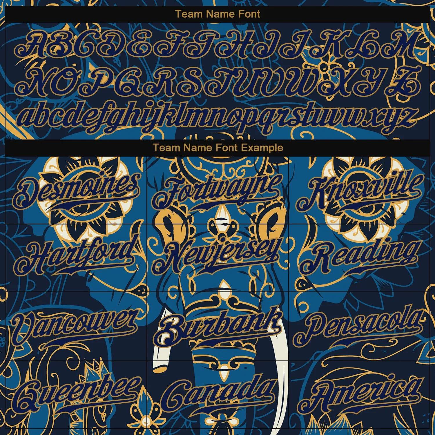 Custom Navy Navy-Old Gold 3D Pattern Design Elephant Authentic Baseball Jersey FansIdea