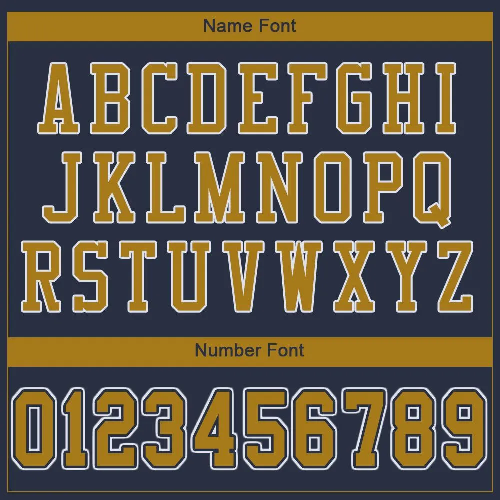 Custom Navy Old Gold-White Mesh Authentic Football Jersey FansIdea