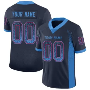 Custom Navy Powder Blue-Red Mesh Drift Fashion Football Jersey FansIdea