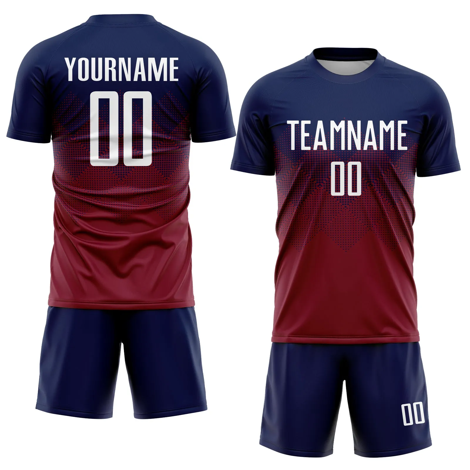 Custom Navy White-Crimson Sublimation Soccer Uniform Jersey FansIdea