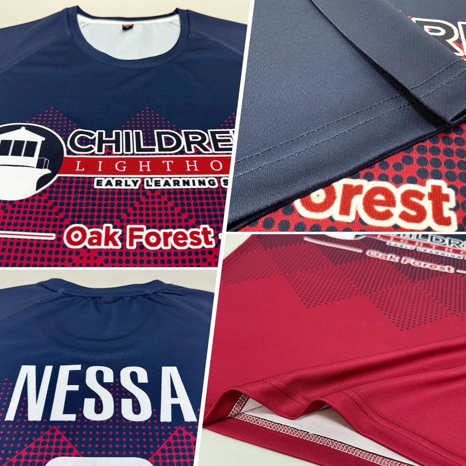 Custom Navy White-Crimson Sublimation Soccer Uniform Jersey FansIdea