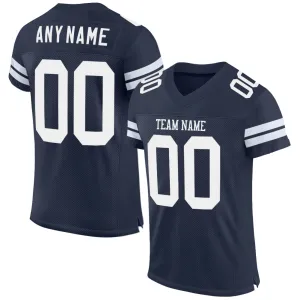 Custom Navy White Mesh Authentic Football Jersey FansIdea
