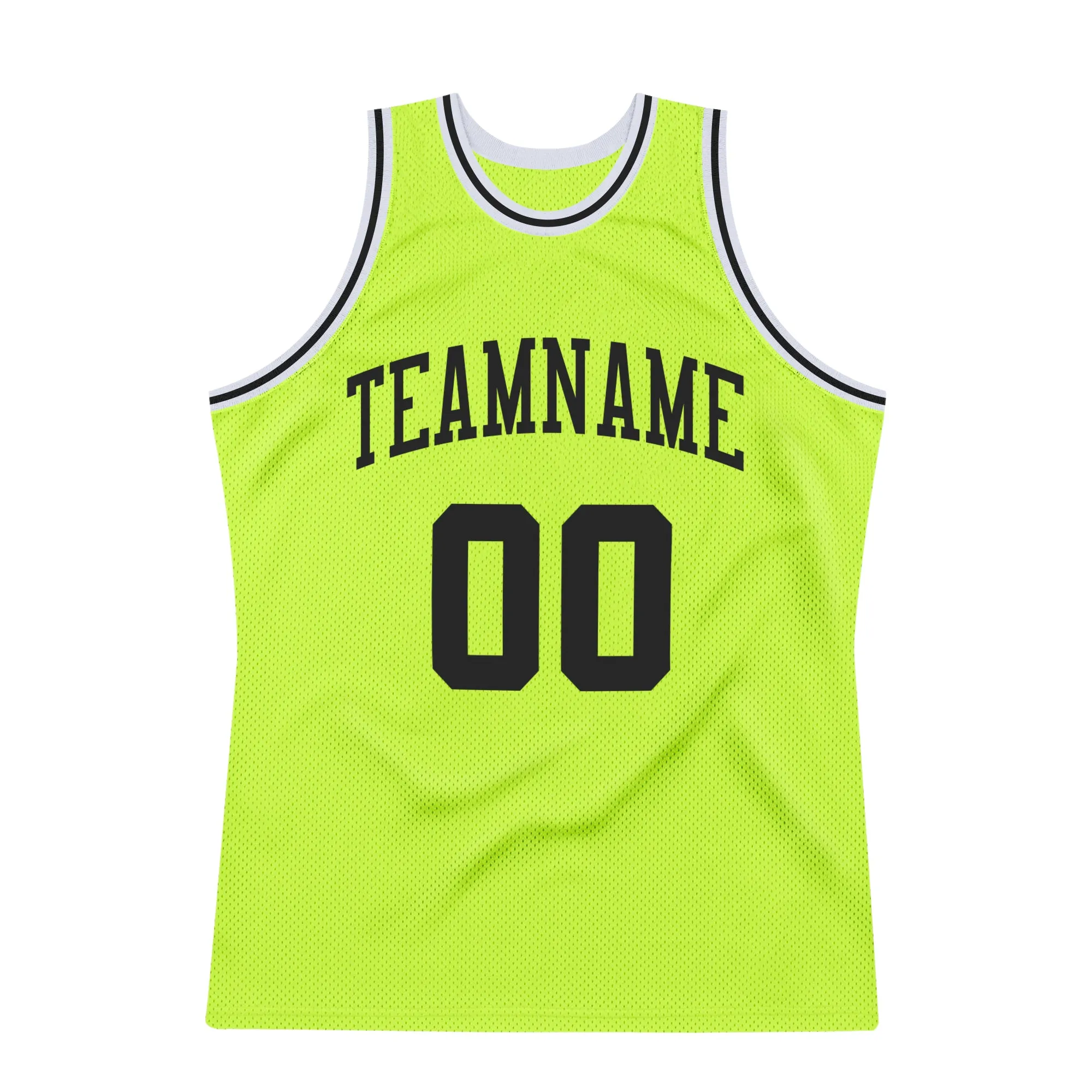 Custom Neon Green Black-White Authentic Throwback Basketball Jersey FansIdea