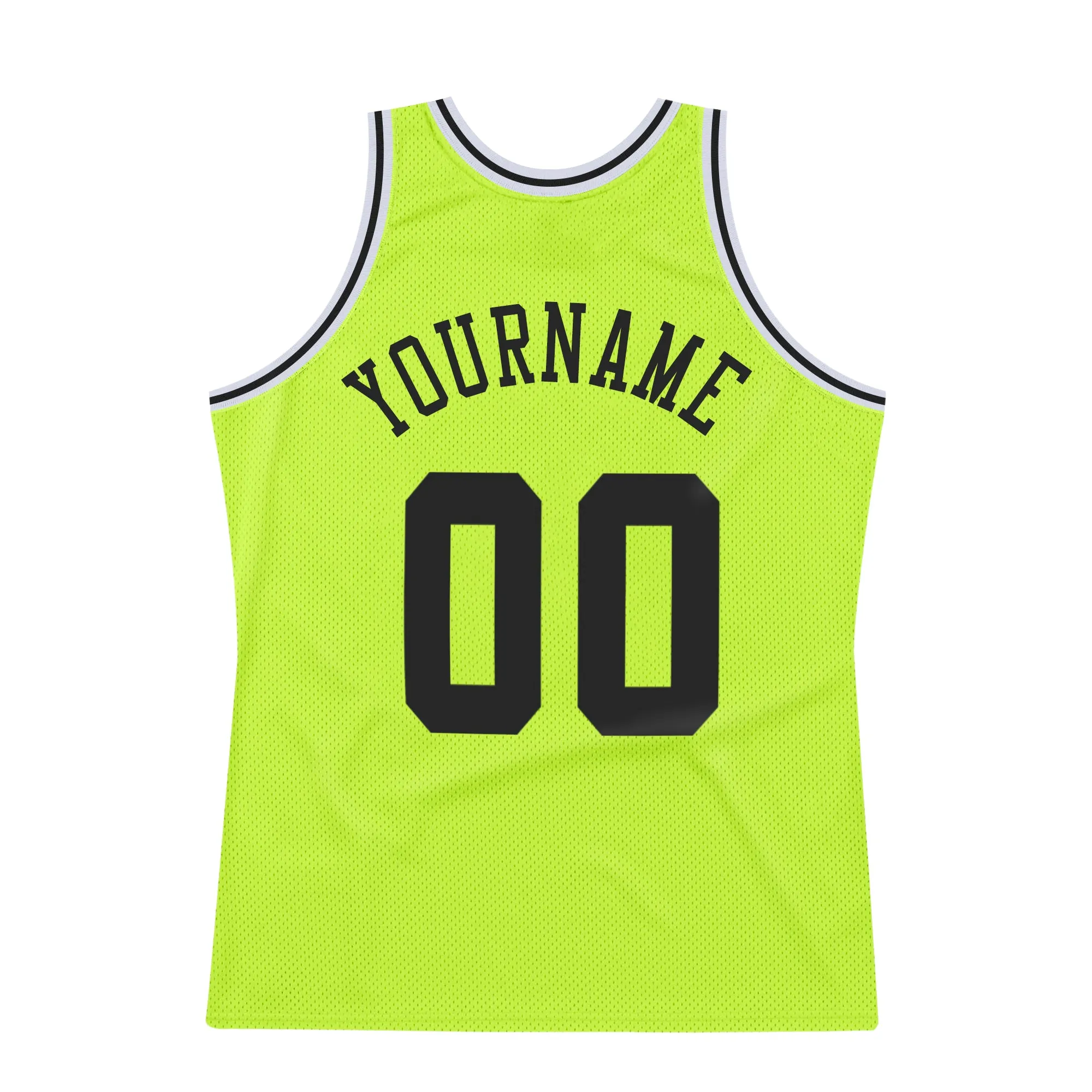 Custom Neon Green Black-White Authentic Throwback Basketball Jersey FansIdea