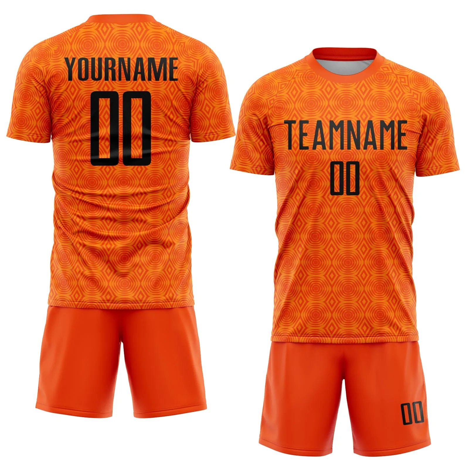 Custom Orange Black-Bay Orange Geometric Shapes Sublimation Soccer Uniform Jersey FansIdea