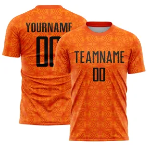 Custom Orange Black-Bay Orange Geometric Shapes Sublimation Soccer Uniform Jersey FansIdea