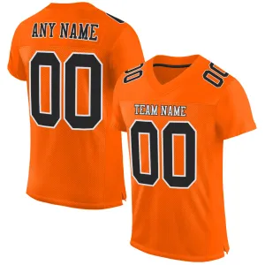 Custom Orange Black-White Mesh Authentic Football Jersey FansIdea