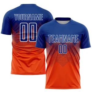 Custom Orange Royal-White Sublimation Soccer Uniform Jersey FansIdea