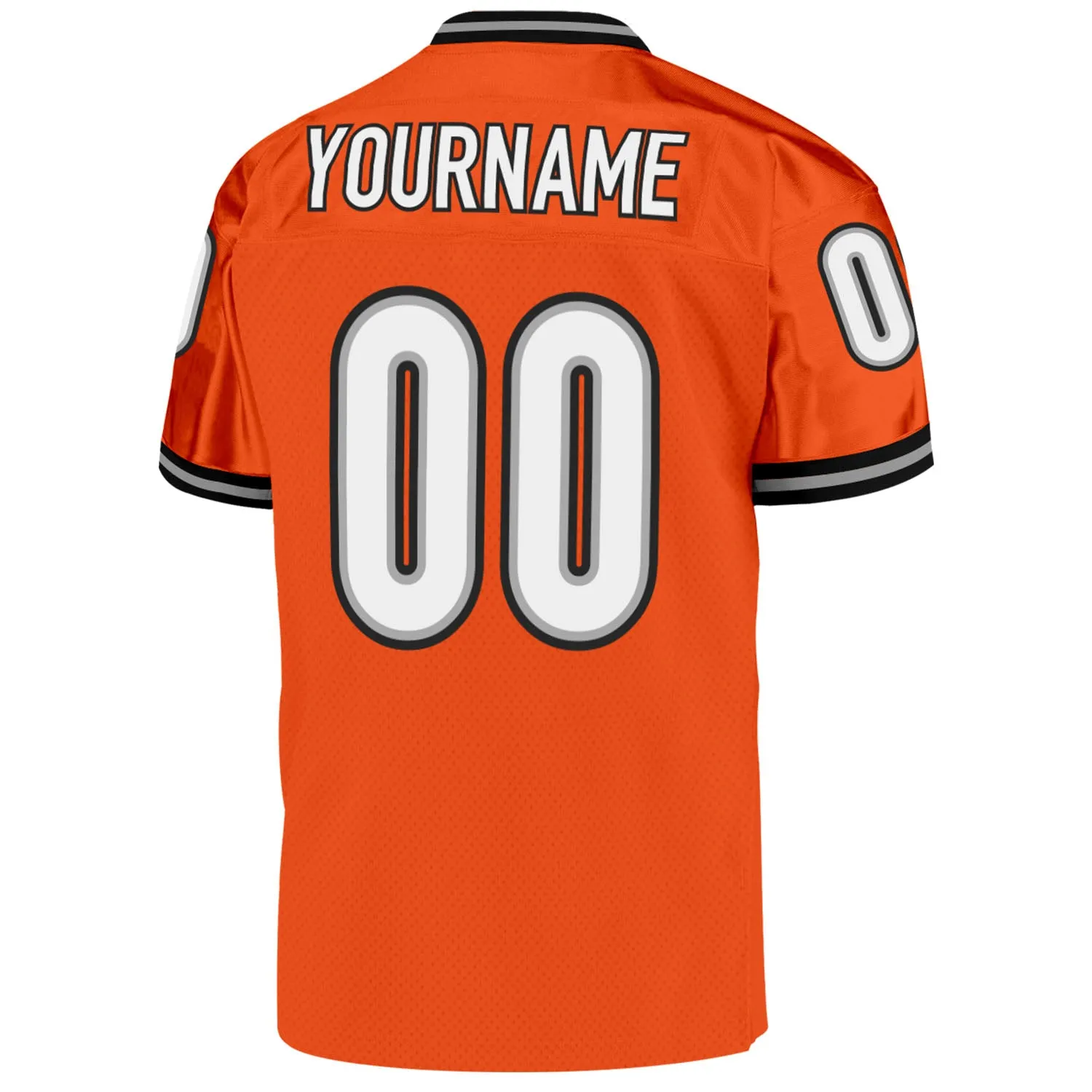 Custom Orange White-Black Mesh Authentic Throwback Football Jersey FansIdea