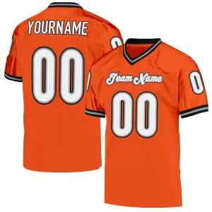 Custom Orange White-Black Mesh Authentic Throwback Football Jersey FansIdea