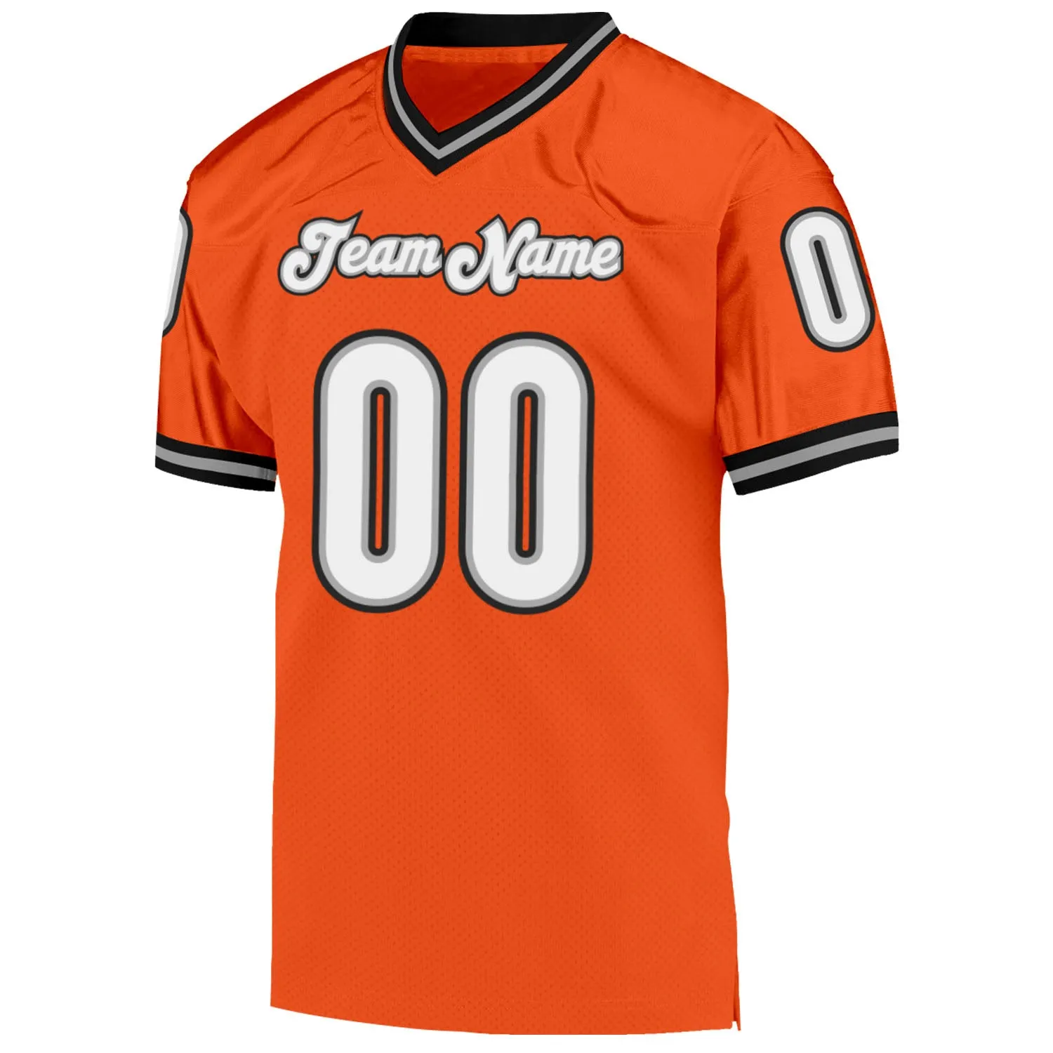 Custom Orange White-Black Mesh Authentic Throwback Football Jersey FansIdea