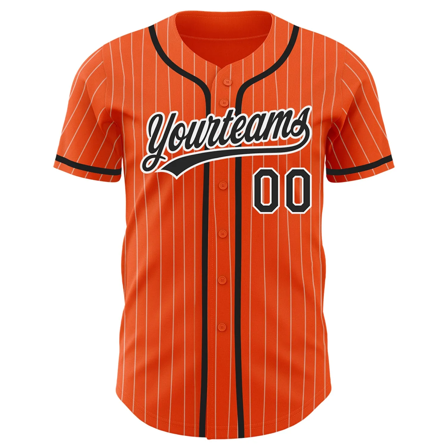 Custom Orange White Pinstripe Black Authentic Baseball Jersey FansIdea