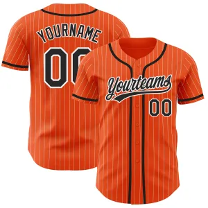 Custom Orange White Pinstripe Black Authentic Baseball Jersey FansIdea