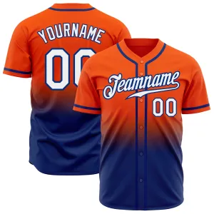Custom Orange White-Royal Authentic Fade Fashion Baseball Jersey FansIdea