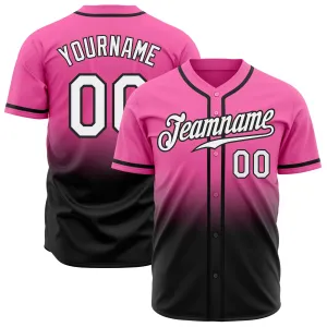 Custom Pink White-Black Authentic Fade Fashion Baseball Jersey FansIdea