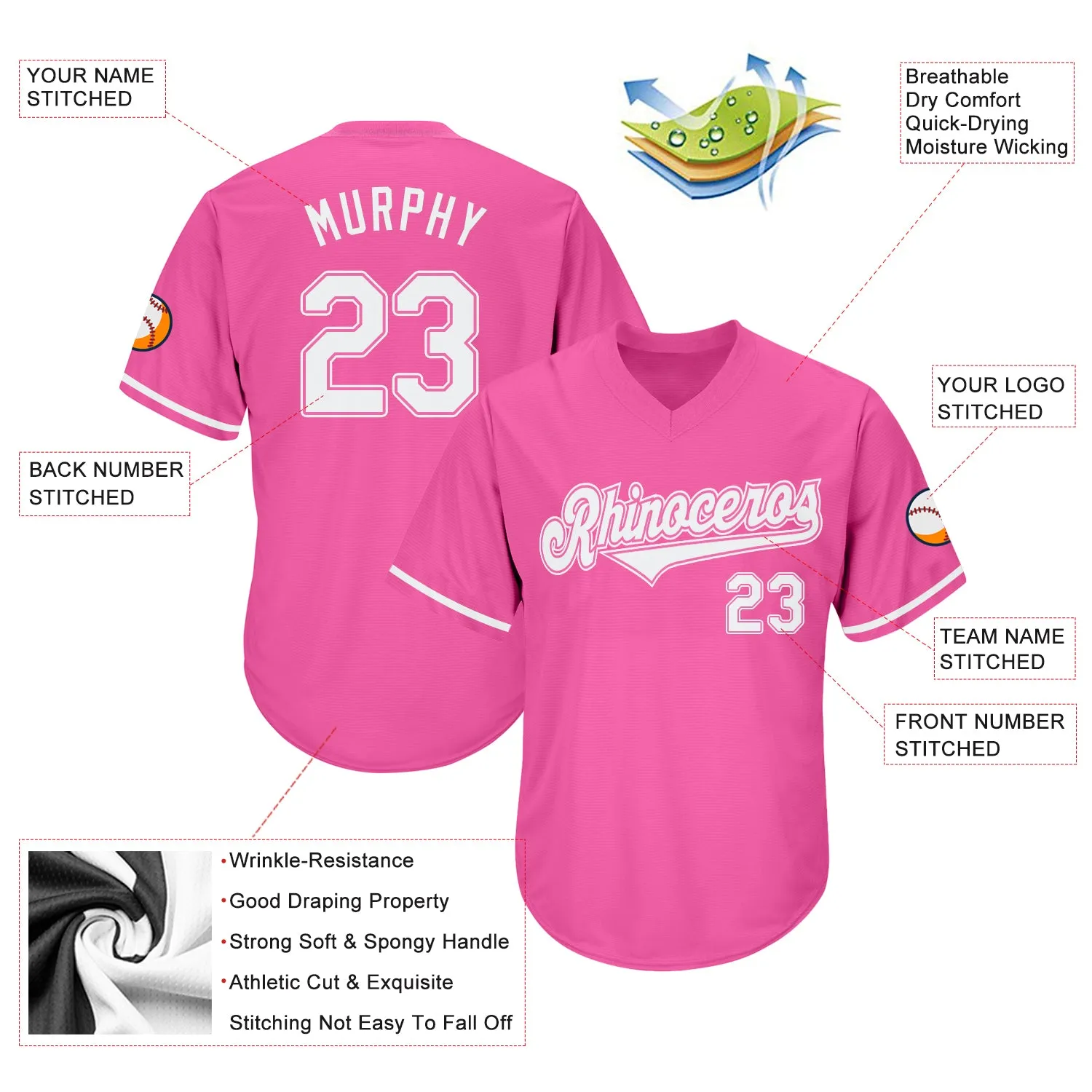Custom Pink White-Pink Authentic Throwback Rib-Knit Baseball Jersey Shirt FansIdea