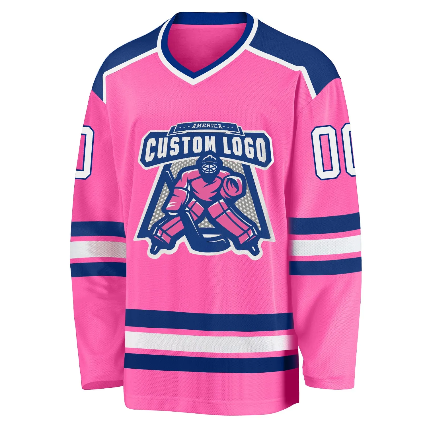 Custom Pink White-Royal Hockey Jersey FansIdea