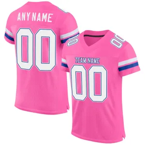 Custom Pink White-Royal Mesh Authentic Football Jersey FansIdea