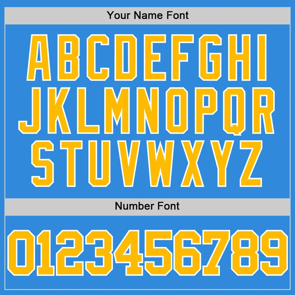 Custom Powder Blue Gold-White Authentic Basketball Jersey